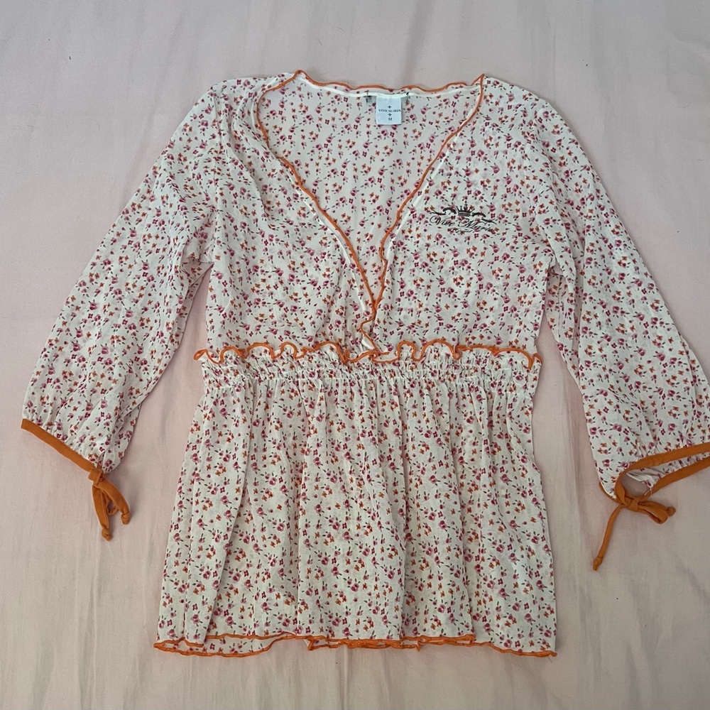 Vive Maria Floral Mesh Lettuce Trim Top